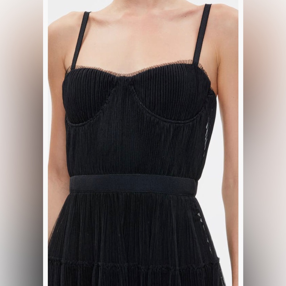 NWT $695 Alice + Olivia Deena Pleated Maxi Dress in BLACK, size 10! - Picture 4 of 5